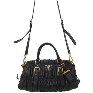 Prada Nappa Gaufre Shopping Satchel leather gathered Black